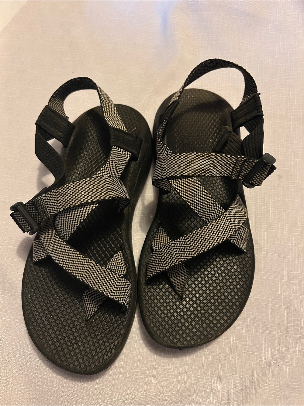 Chaco Black and White Patterned Sport Sandals